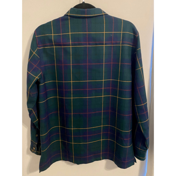 Vintage Pendleton 100% Virgin Wool Tatar Jacket Full Zip Green Yellow Red M - Picture 9 of 12